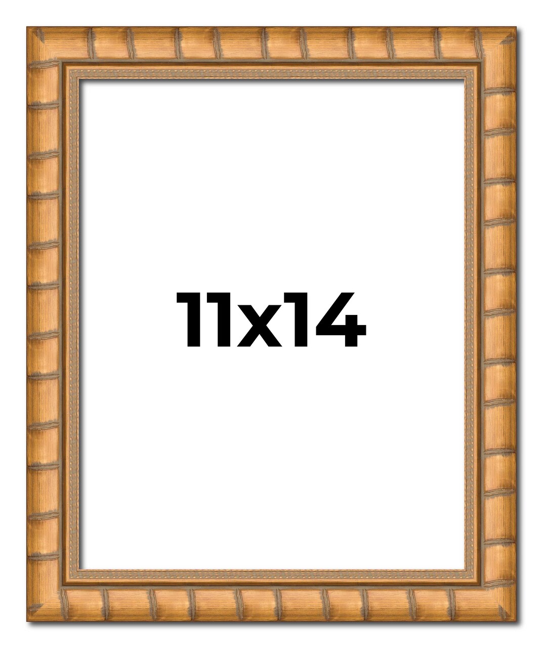 11x14 Gold Modern Bamboo Picture Frame - UV Acrylic, Foam Board Backing, Hanging Hardware